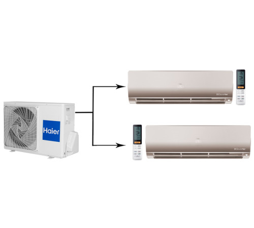 Мульти сплит-система на 2 комнаты Haier Flexis Super Match 2U40S2SM1FA/AS25S2SF1FA-G/AS35S2SF1FA-G