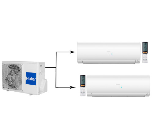 Мульти сплит-система на 2 комнаты Haier Flexis Super Match 2U40S2SM1FA/AS25S2SF1FA-W*2шт