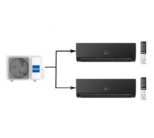 Мульти сплит-система на 2 комнаты Haier Flexis Super Match 2U50S2SM1FA-3/AS25S2SF2FA-B/AS35S2SF2FA-B