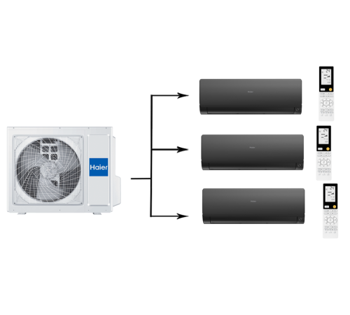 Мульти сплит-система на 3 комнаты Haier Super Match 3U55S2SR5FA/AS35S2SF2FA-B/AS25S2SF2FA-B*2шт