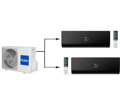 Мульти сплит-система на 2 комнаты Haier Flexis Super Match 2U40S2SM1FA/AS25S2SF1FA-B*2шт