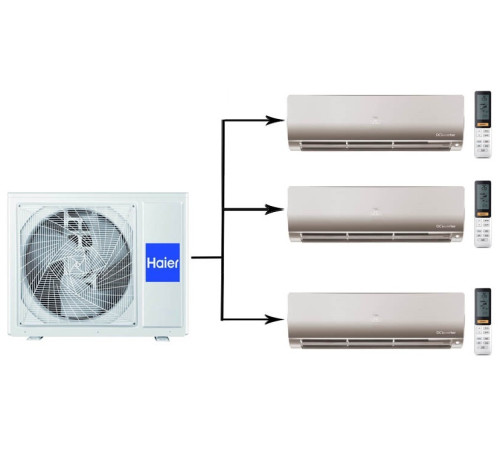 Мульти сплит-система на 3 комнаты Haier Flexis Super Match  3U70S2SR5FA/AS25S2SF2FA-G*3шт