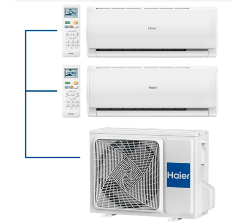 Мульти сплит-система на 2 комнаты Haier LEADER Super Match 2U50S2SM1FA-3/AS09TS6HRA-M*2шт