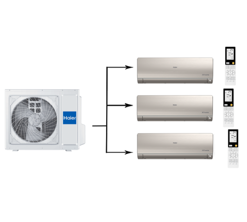 Мульти сплит-система на 3 комнаты Haier Super Match 3U55S2SR5FA/AS35S2SF2FA-G/AS25S2SF2FA-G*2шт