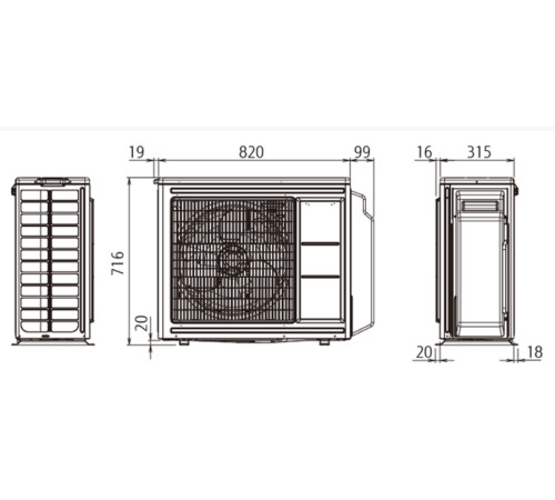Внешний блок мульти сплит-системы на 3 комнаты Fujitsu Free match  AOYG24KBTA3