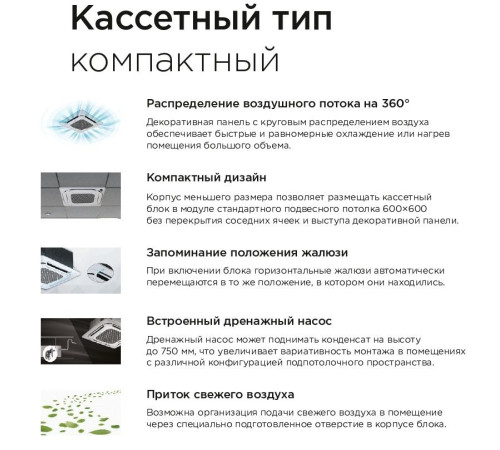 Кассетный кондиционер Midea MCA4-12HRN1G1/MOA1U-12HRN1G1/T-MBQ4-03C